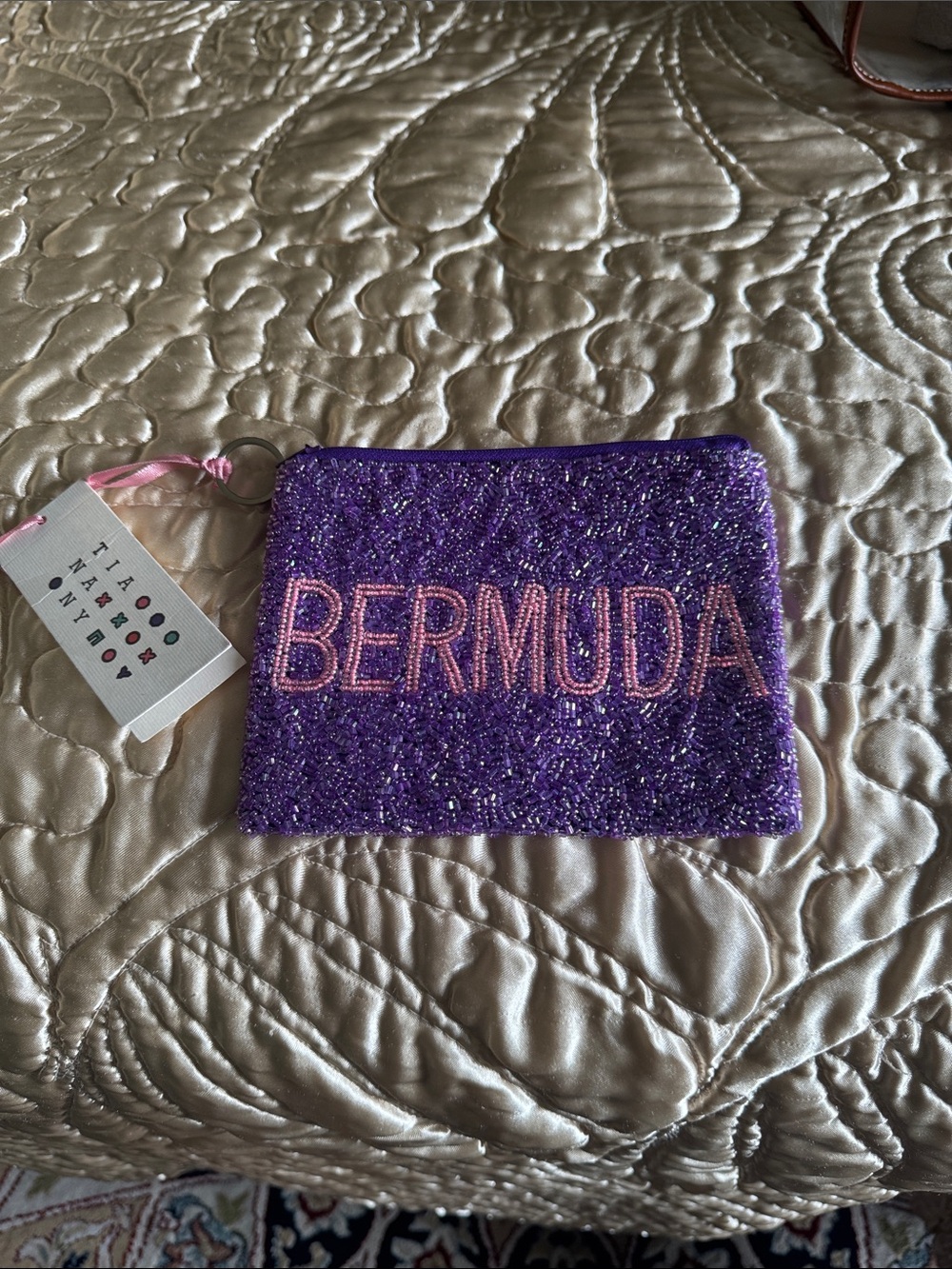Bermuda Beaded Purple Coin Pouch